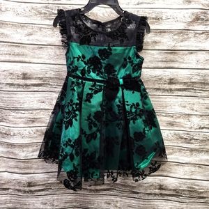 Jona Michelle green and black velvet dress